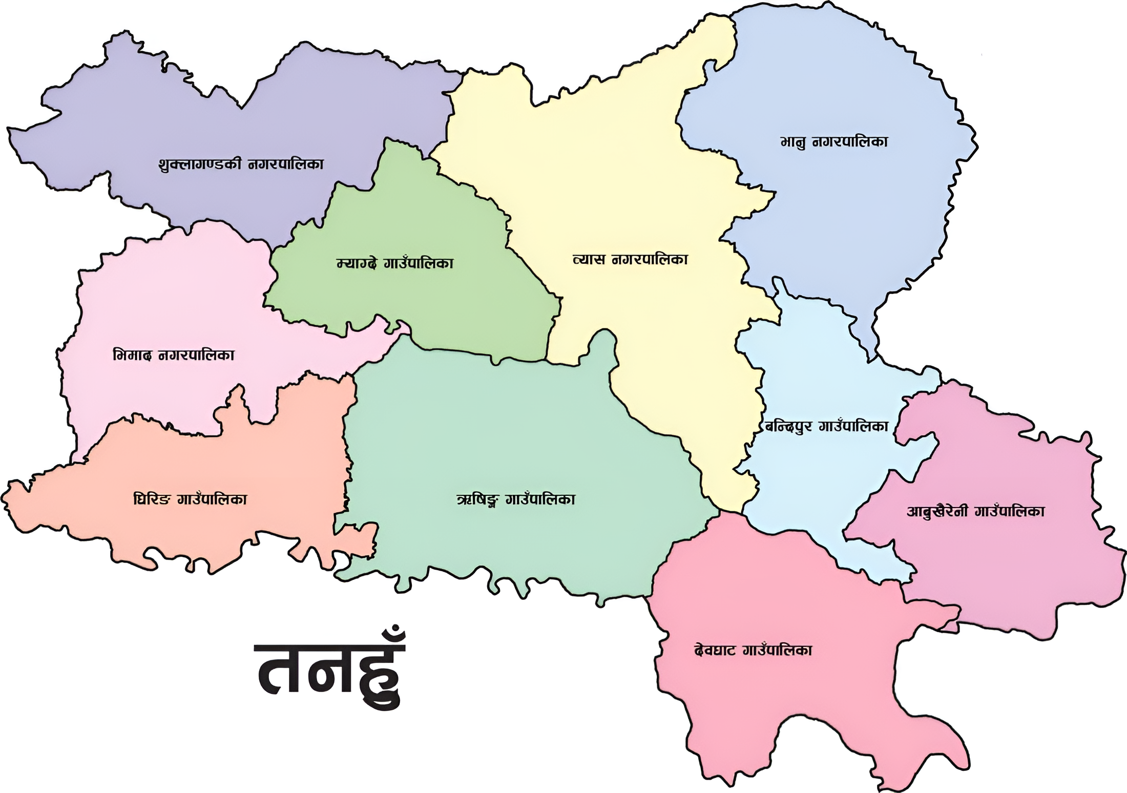 तनहुँ जिल्लाको नक्सा